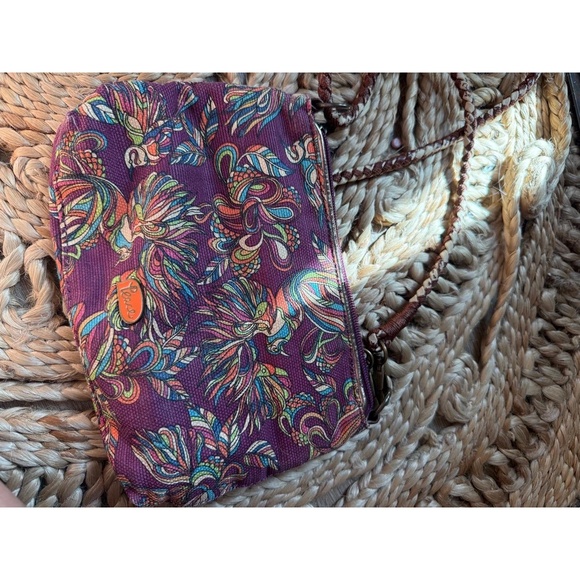 Sakroots Crossbody Bag Purple Floral Paisley Braided Strap Bohemian - Picture 2 of 5